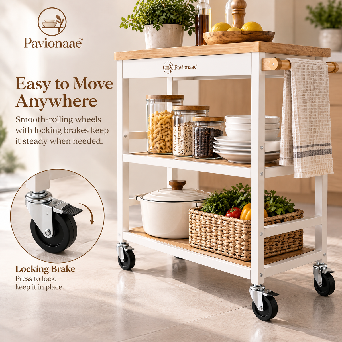 Pavionaae™ Modern Kitchen Rolling Cart - gallery image 5