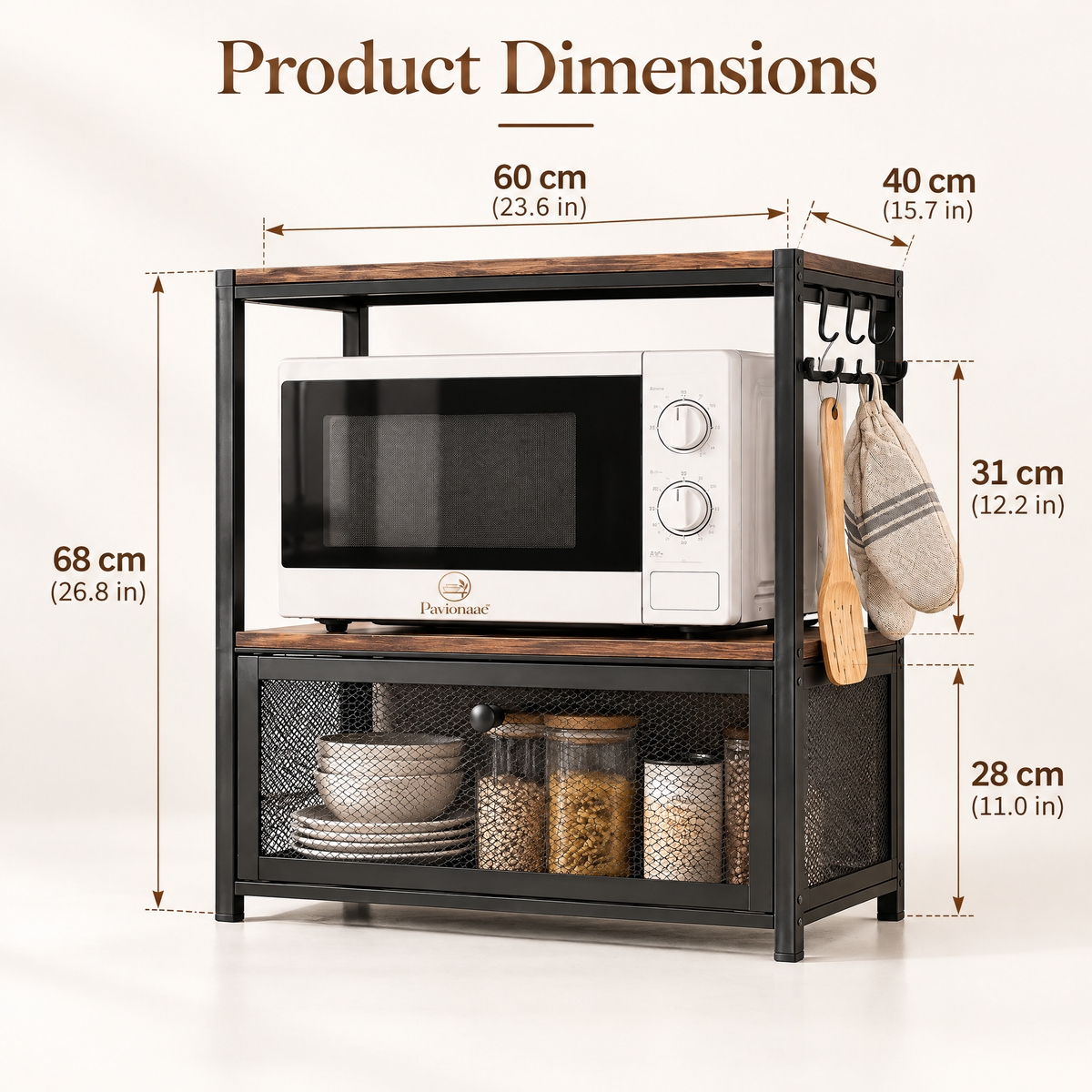 Pavionaae™ Microwave Oven Stand with Storage - gallery image 4