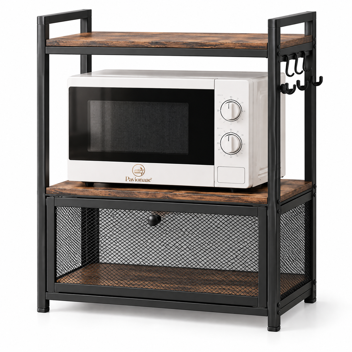 Pavionaae™ Microwave Oven Stand with Storage - white background product view