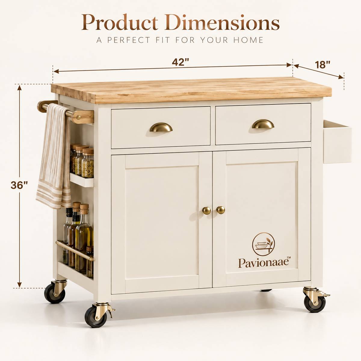 Pavionaae™ Kitchen Island Cart with Drawers - gallery image 5