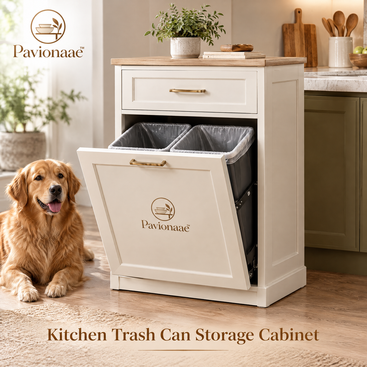 Pavionaae™ Kitchen Trash Can Storage Cabinet - gallery image 1