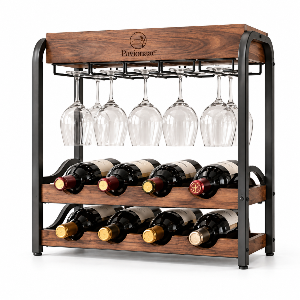 Pavionaae™ Wine Bottle & Glass Storage Rack - white background product view