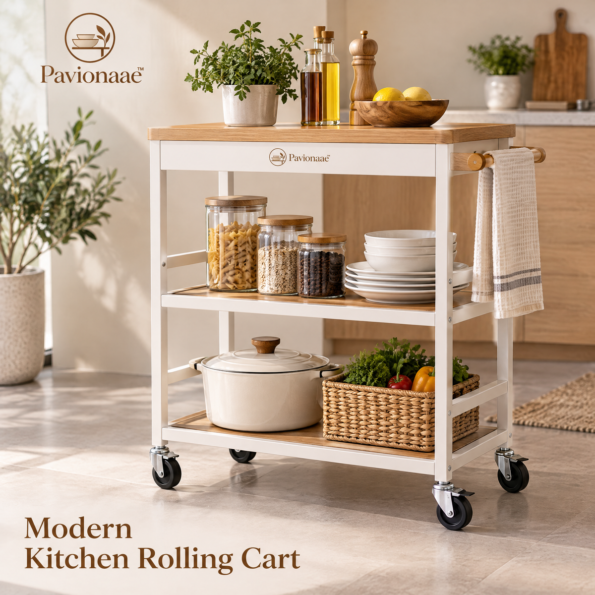 Pavionaae™ Modern Kitchen Rolling Cart - gallery image 1