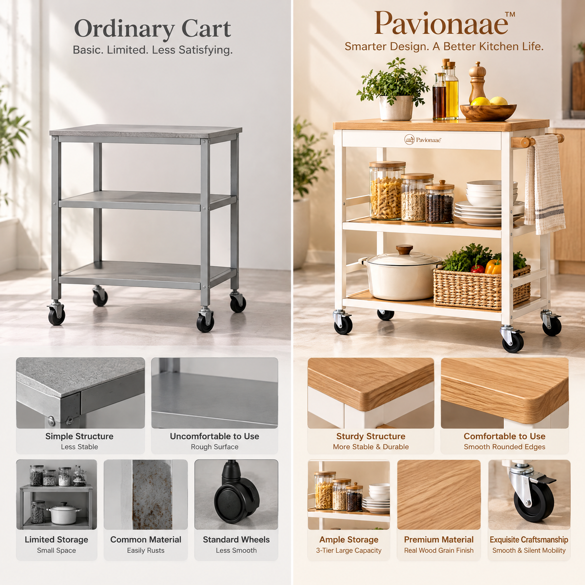 Pavionaae™ Modern Kitchen Rolling Cart - gallery image 4
