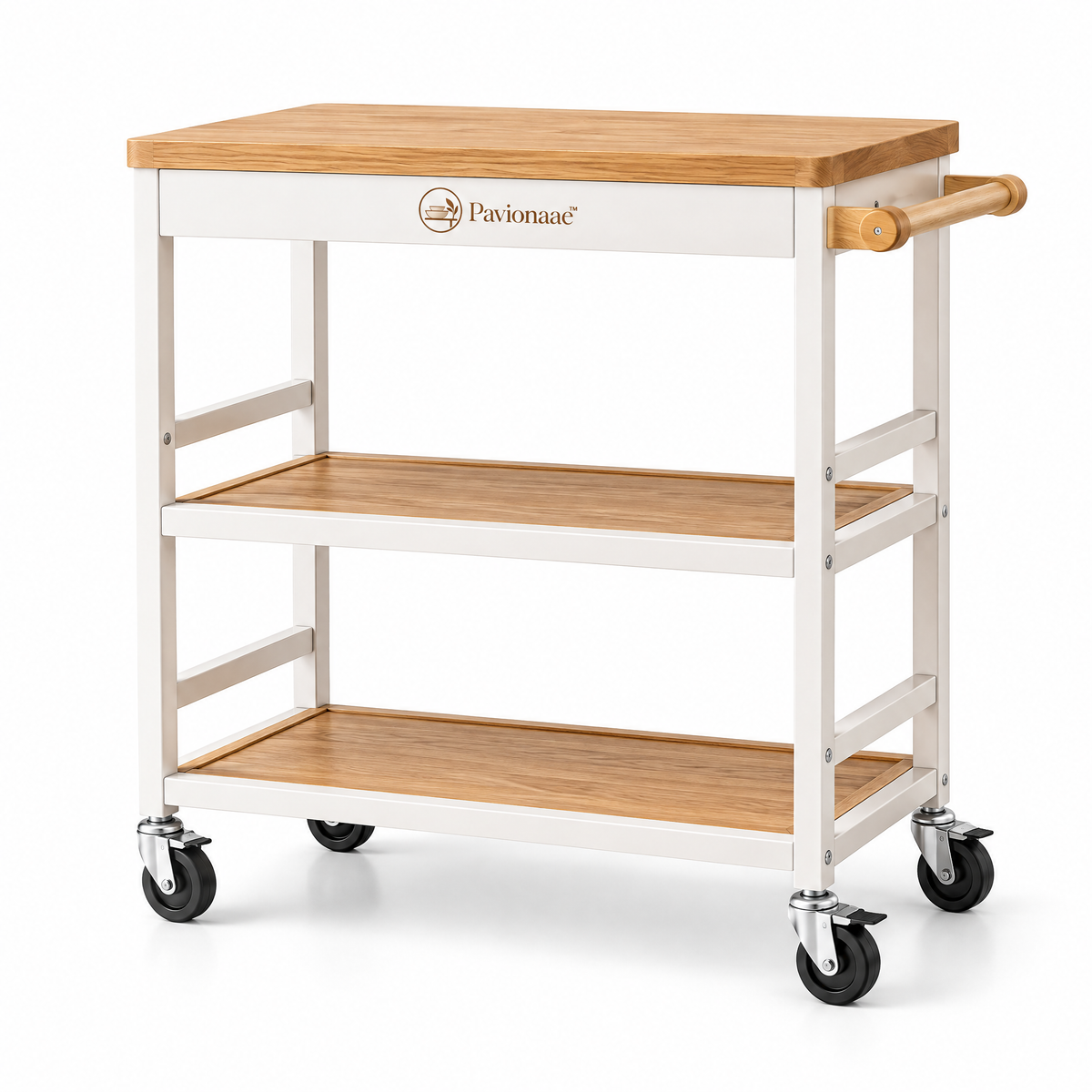 Pavionaae™ Modern Kitchen Rolling Cart - white background product view