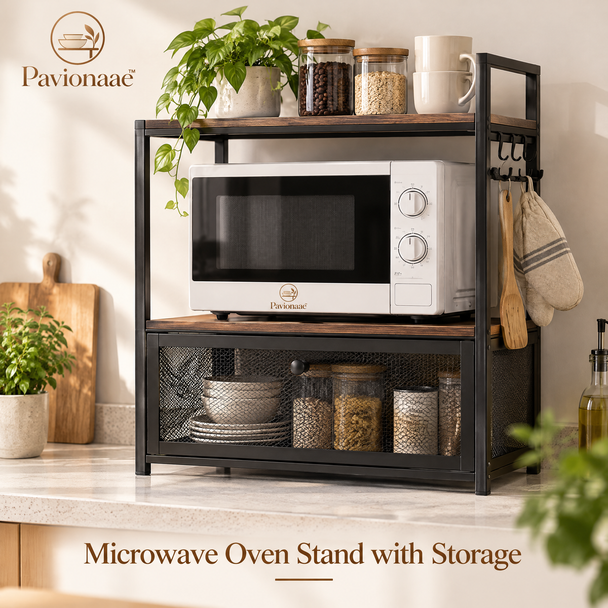 Pavionaae™ Microwave Oven Stand with Storage - gallery image 1