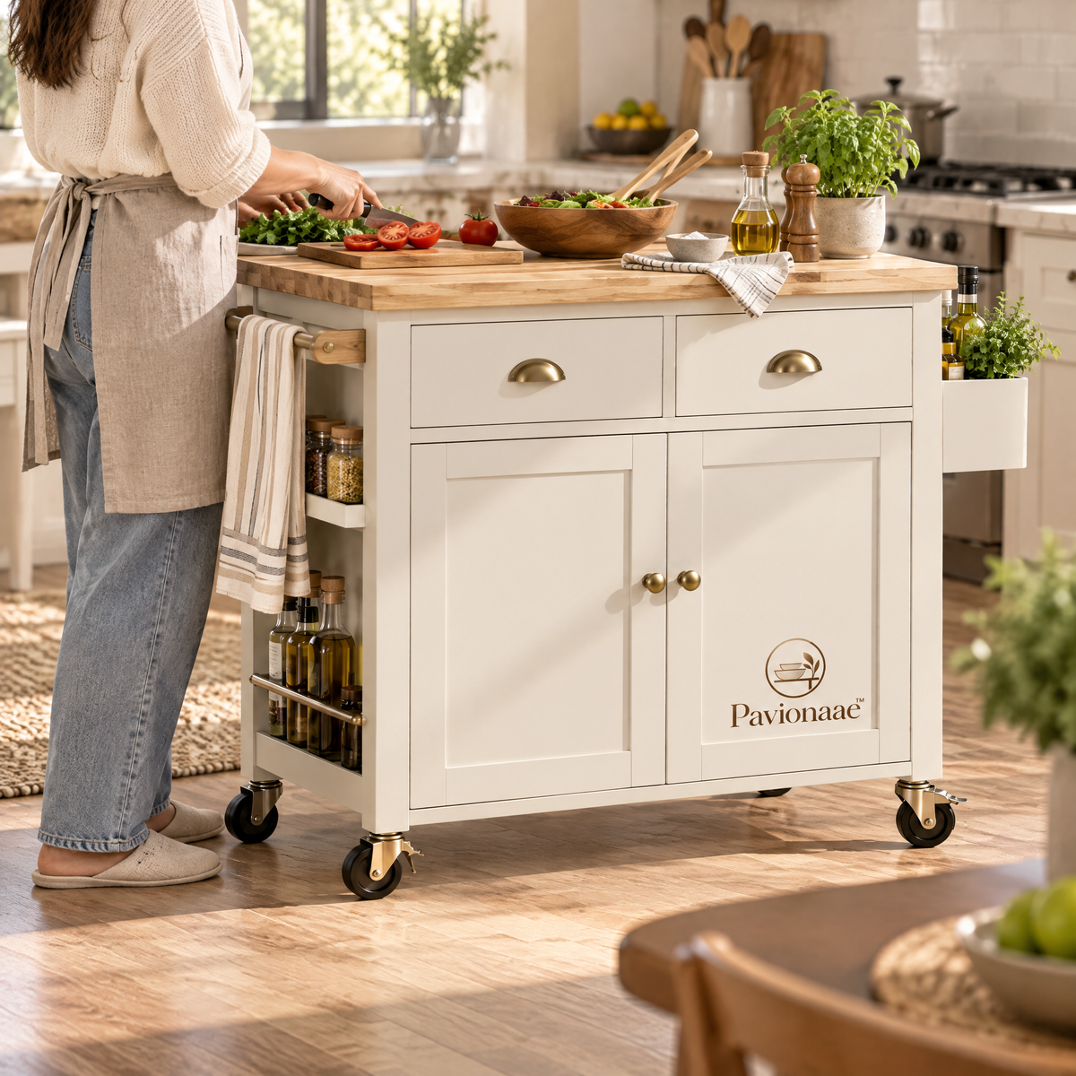 Pavionaae™ Kitchen Island Cart with Drawers - gallery image 3