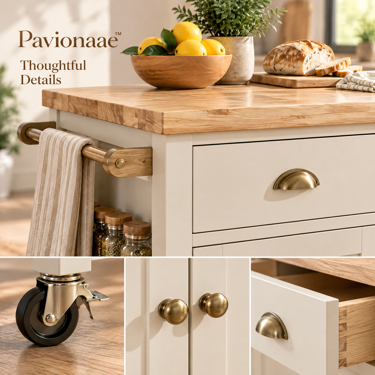 Pavionaae™ Kitchen Island Cart with Drawers - gallery image 4