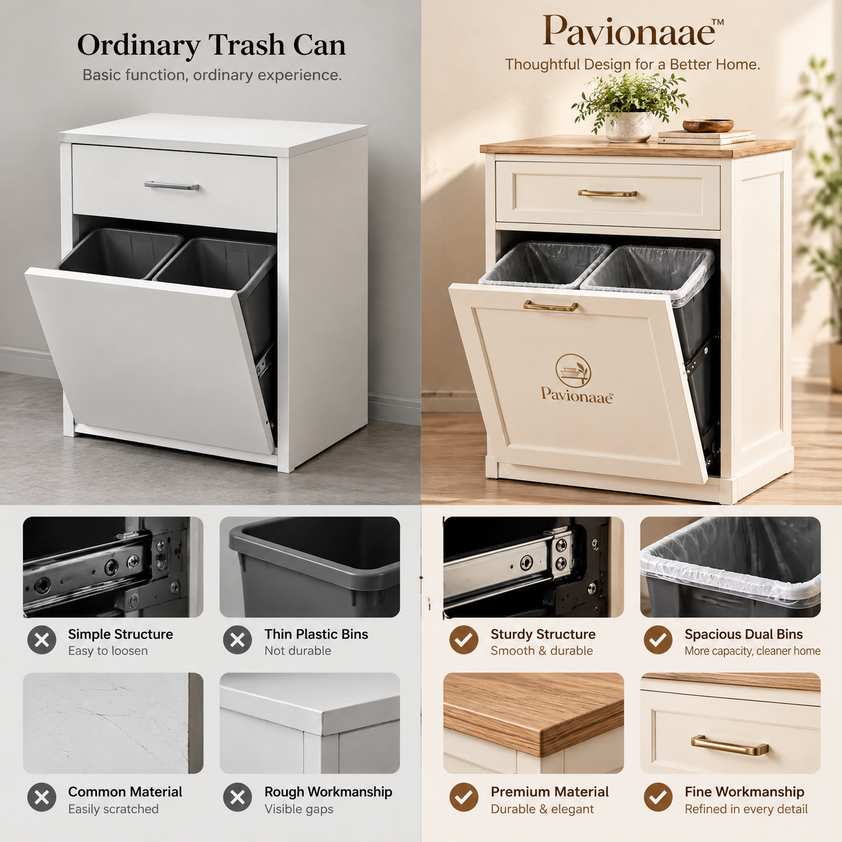 Pavionaae™ Kitchen Trash Can Storage Cabinet - gallery image 4