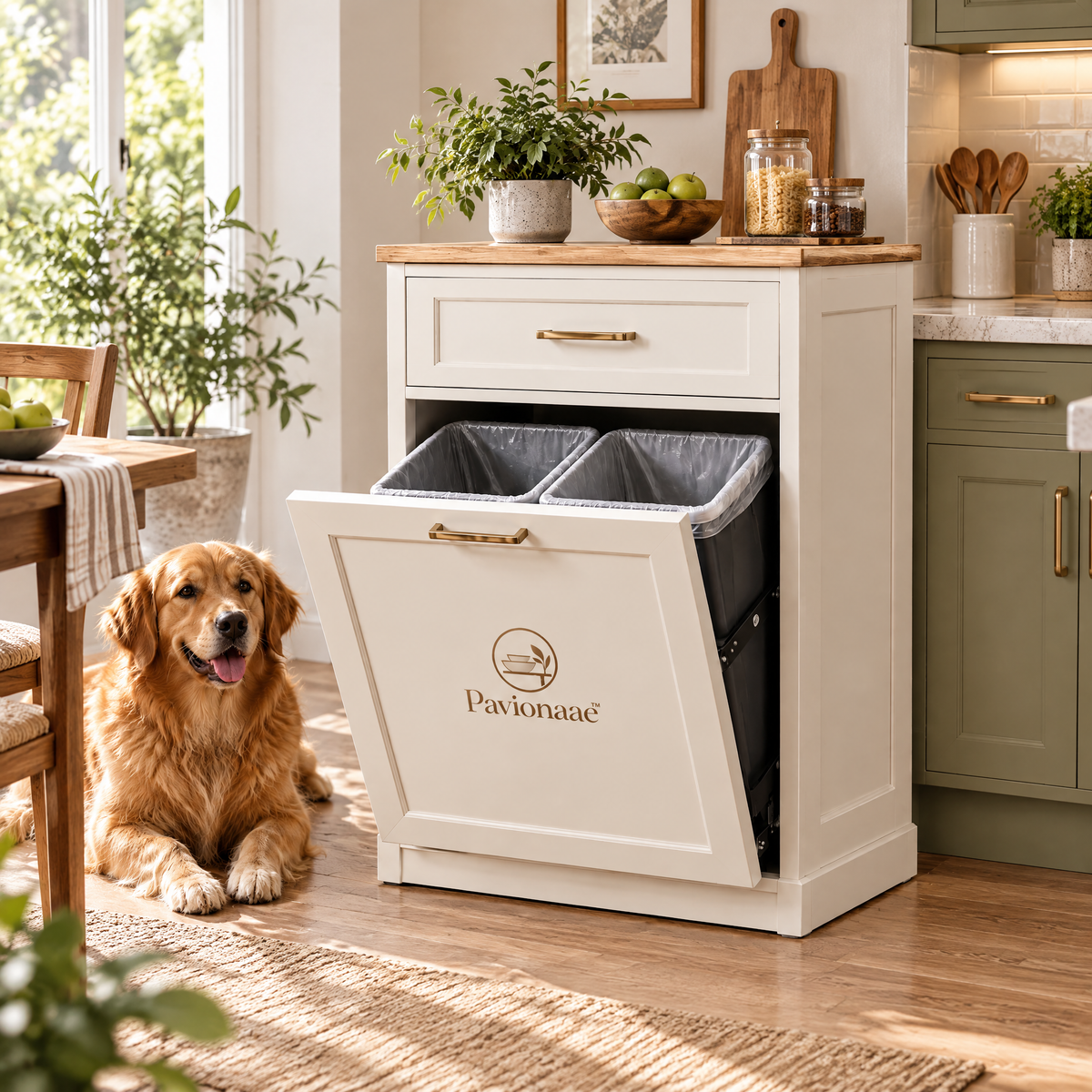 Pavionaae™ Kitchen Trash Can Storage Cabinet - gallery image 5