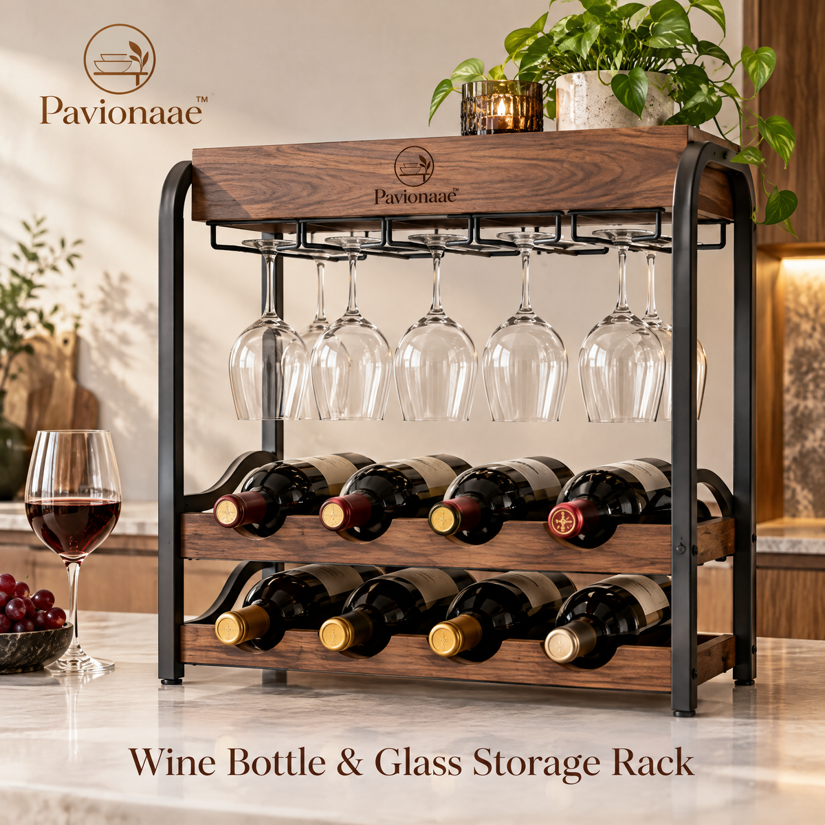Pavionaae™ Wine Bottle & Glass Storage Rack - gallery image 1