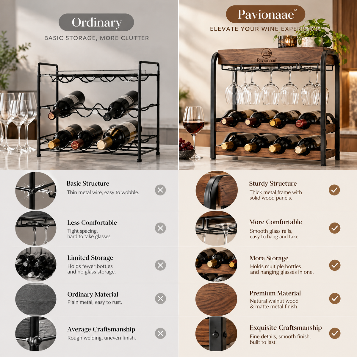 Pavionaae™ Wine Bottle & Glass Storage Rack - gallery image 4