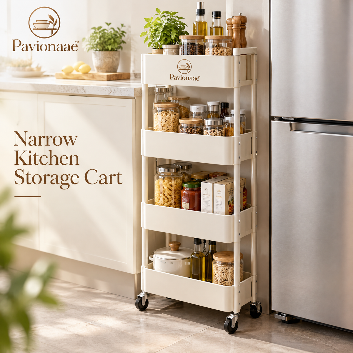 Pavionaae™ Narrow Kitchen Storage Cart - gallery image 1