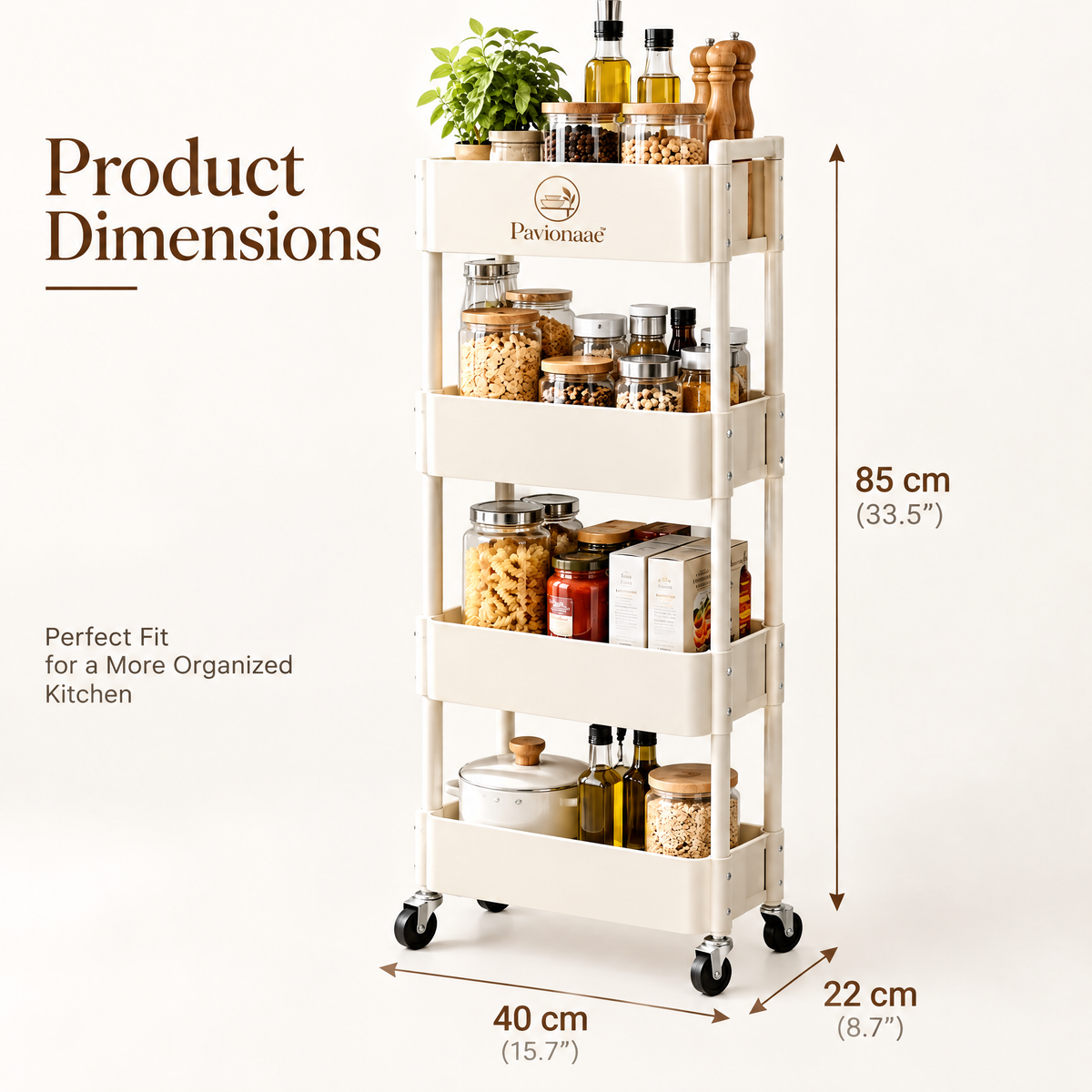 Pavionaae™ Narrow Kitchen Storage Cart - gallery image 4